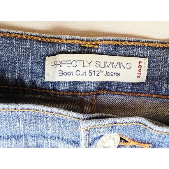 Levis Size 12 Long Womens 33" Inseam Perfectly Slimming Bootcut 512 Blue Jeans - Picture 6 of 12